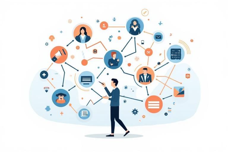 Illustration représentant divers sujets de support pour les entreprises